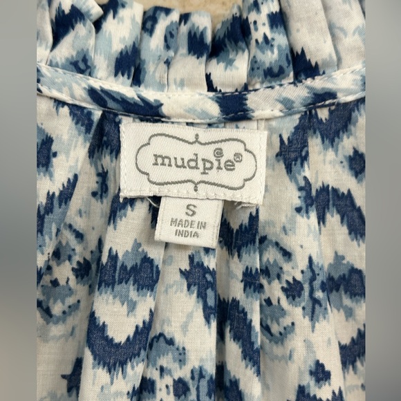 Mud Pie 100% Cotton Blue Ikat Elgin Swing Dress-Cover Up Small - Picture 6 of 8